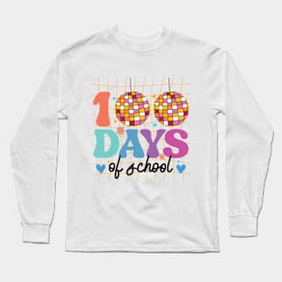 Kids Disco Ball 100 Days Of School Funny 100th Day Long Sleeve T-Shirt